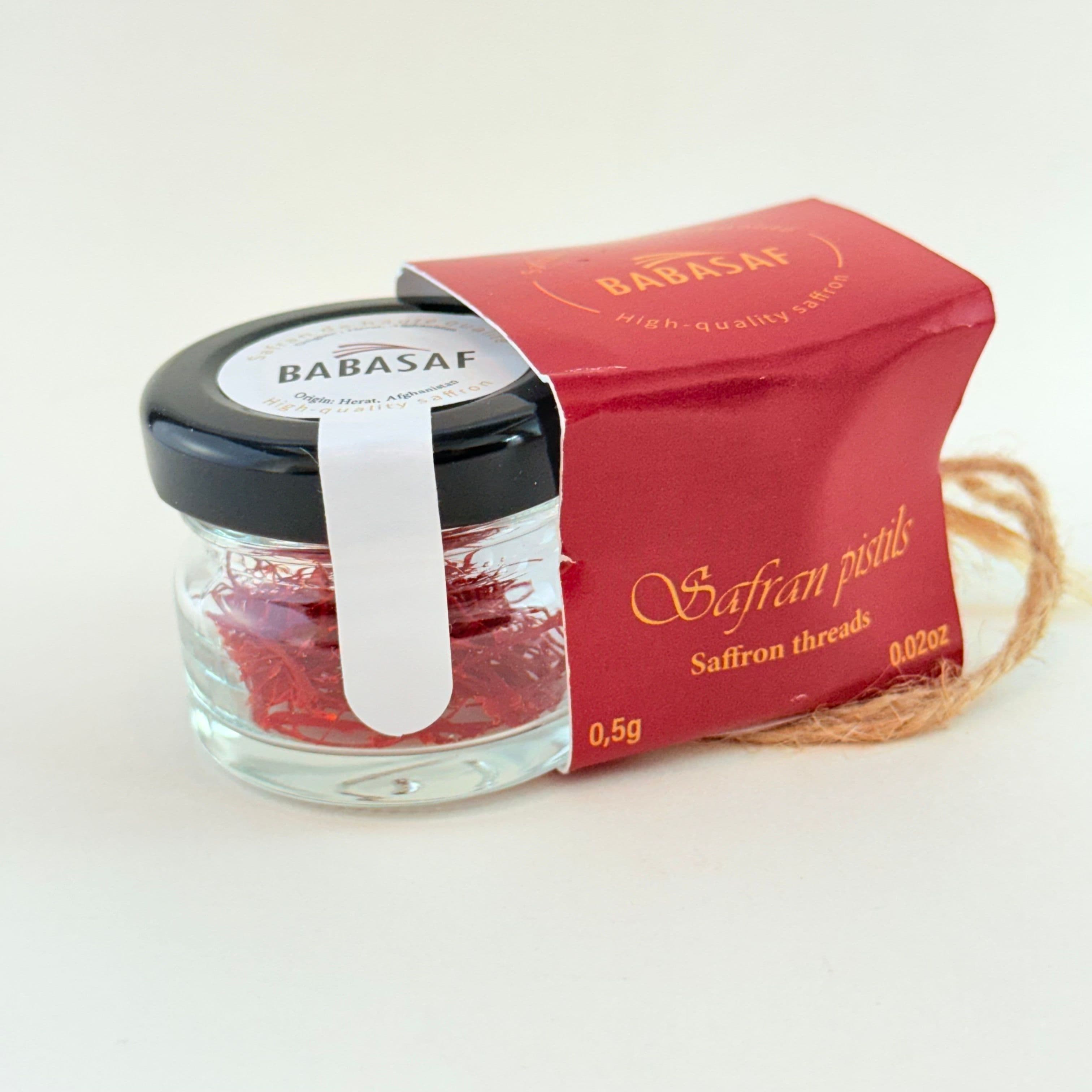 Pure Herat Saffron - Grade A Category 1 - 100% Whole Threads (Negin) - Hand-Harvested - Glass Jar 0.5 g